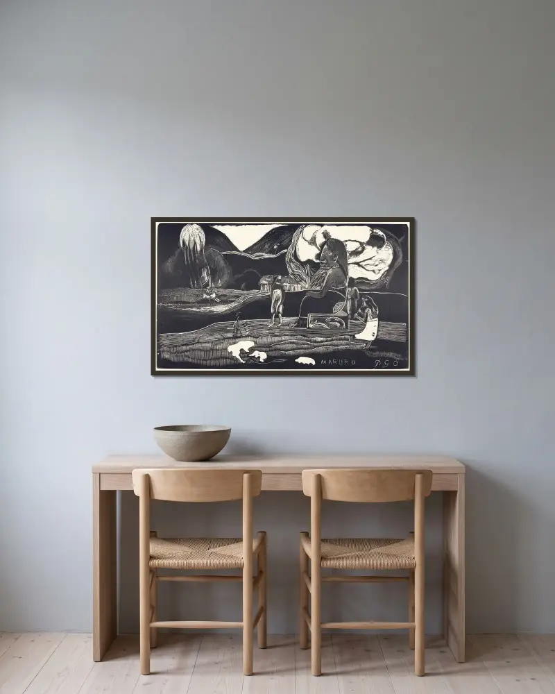 Maruru (Danke), 1894 – Nr. 2 von Paul Gauguin gerahmt an einer Wand