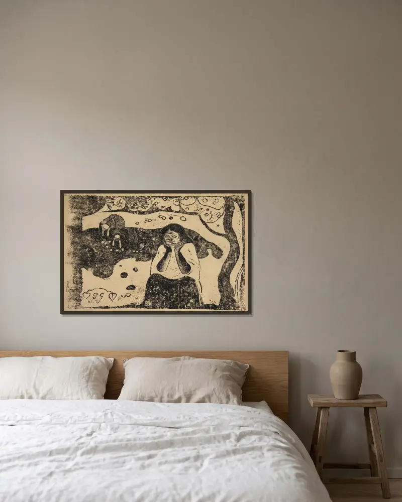 Miséres humaines av Paul Gauguin inramad på en vägg