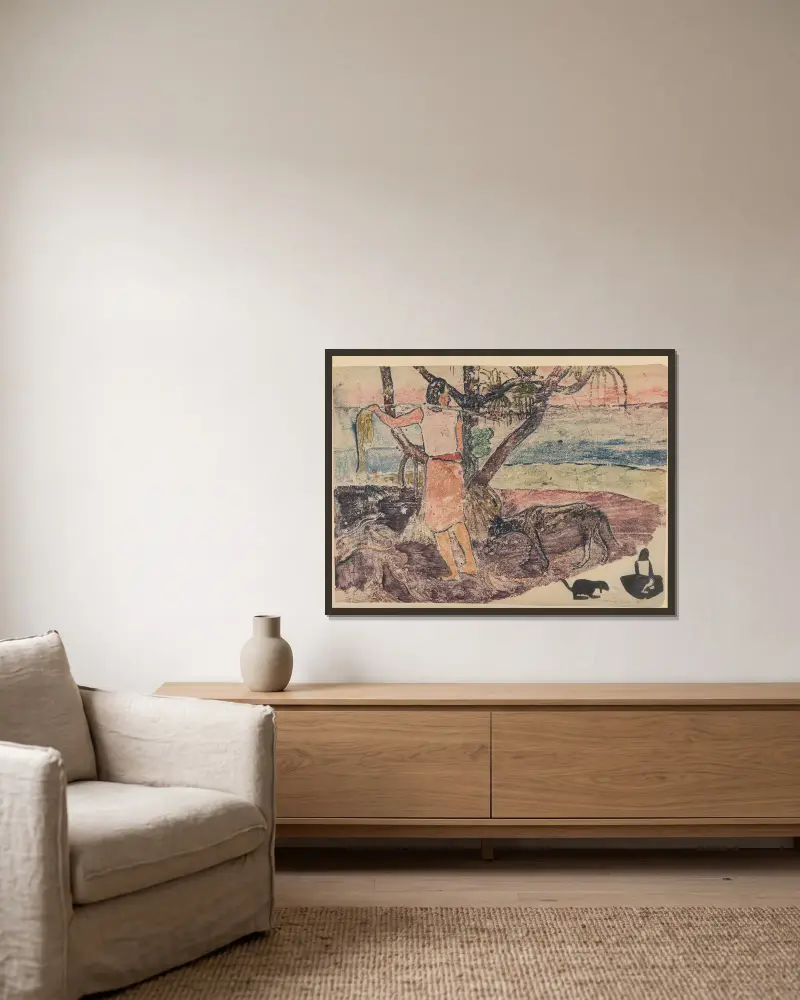 Noanoa Pl.02 av Paul Gauguin inramad på en vägg