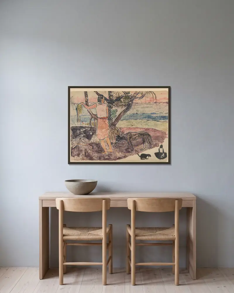 Noanoa Pl.02 av Paul Gauguin inramad på en vägg