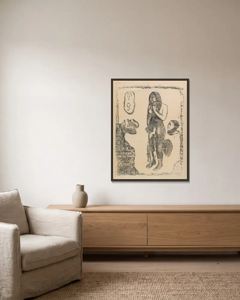 Noa Noa, Blatt 04 von Paul Gauguin gerahmt an einer Wand