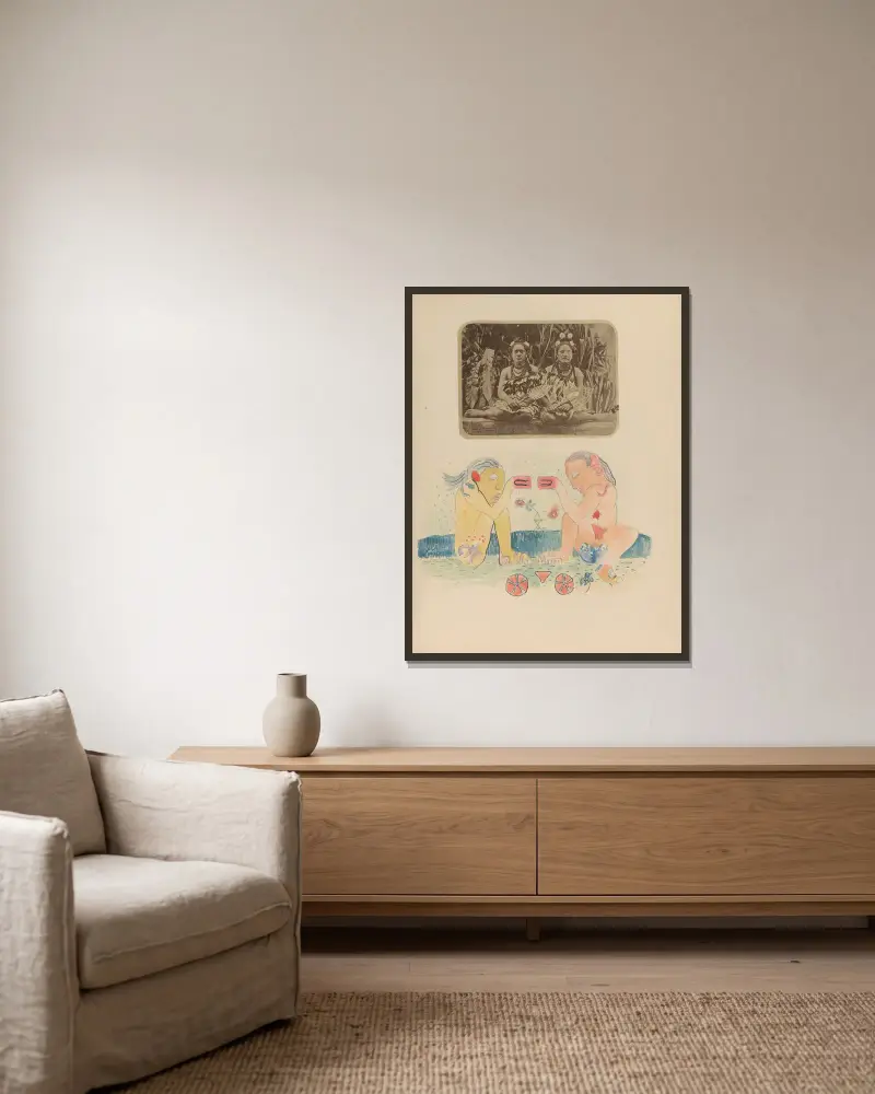 Noanoa Pl.05 von Paul Gauguin gerahmt an einer Wand