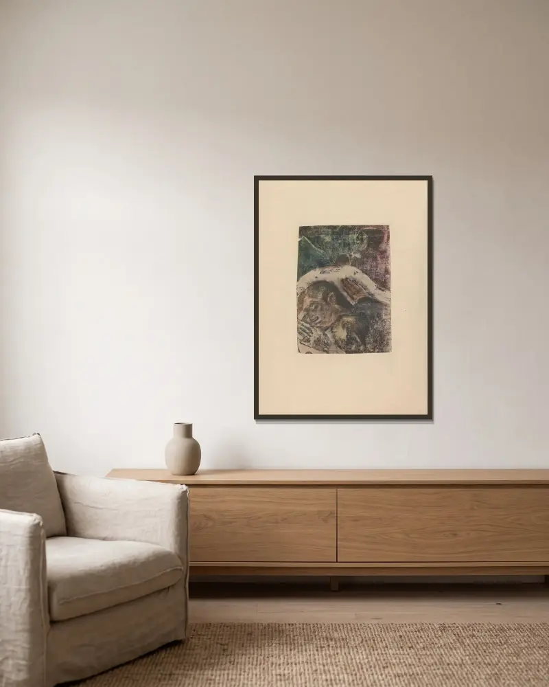 Noa Noa, Blatt 11 von Paul Gauguin gerahmt an einer Wand