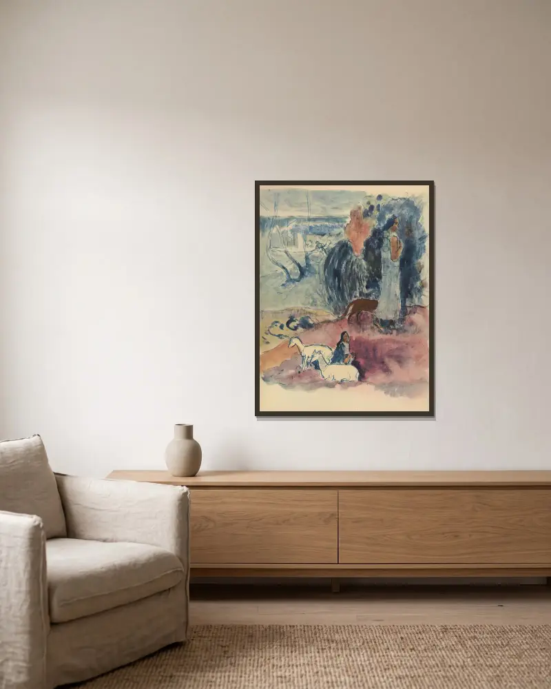 Noa Noa, Blatt 12 von Paul Gauguin gerahmt an einer Wand