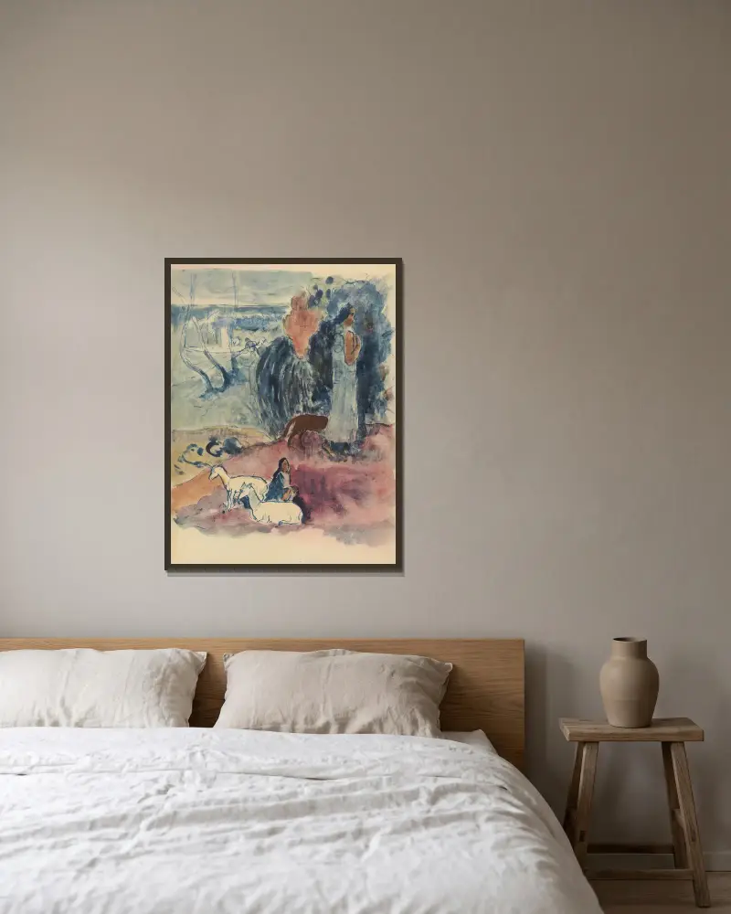 Noa Noa, Blatt 12 von Paul Gauguin gerahmt an einer Wand