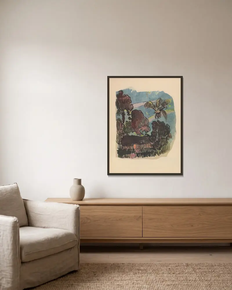 Noa Noa, Tafel 15 von Paul Gauguin gerahmt an einer Wand