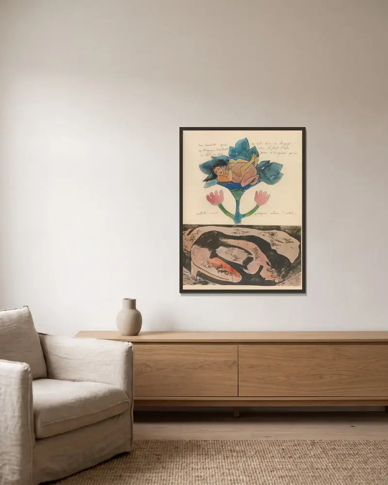 Noanoa Pl. 20 von Paul Gauguin gerahmt an einer Wand