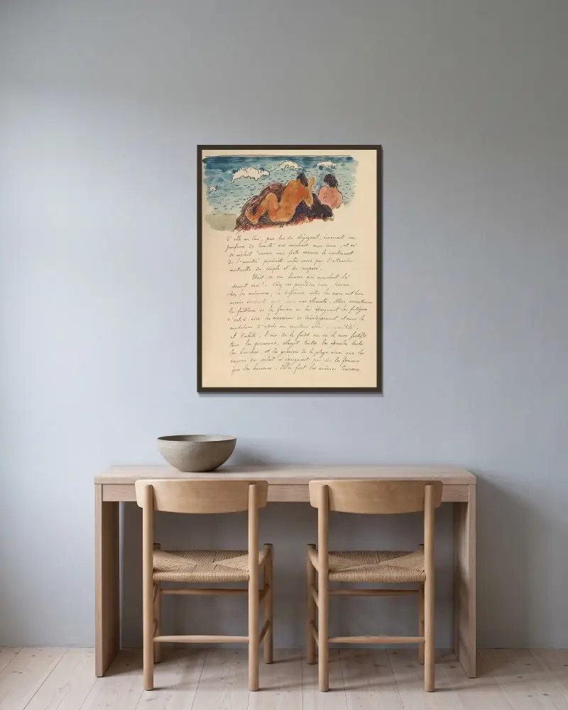 Noa Noa, Tafel 22 von Paul Gauguin gerahmt an einer Wand