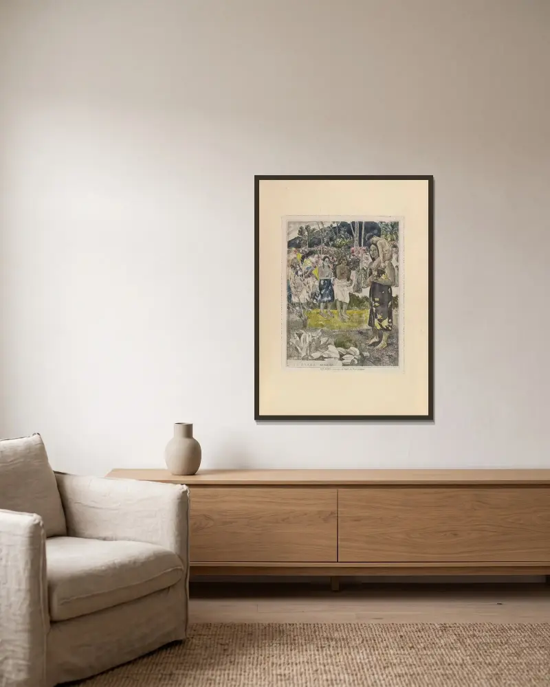 Noa Noa, Tafel 25 von Paul Gauguin gerahmt an einer Wand