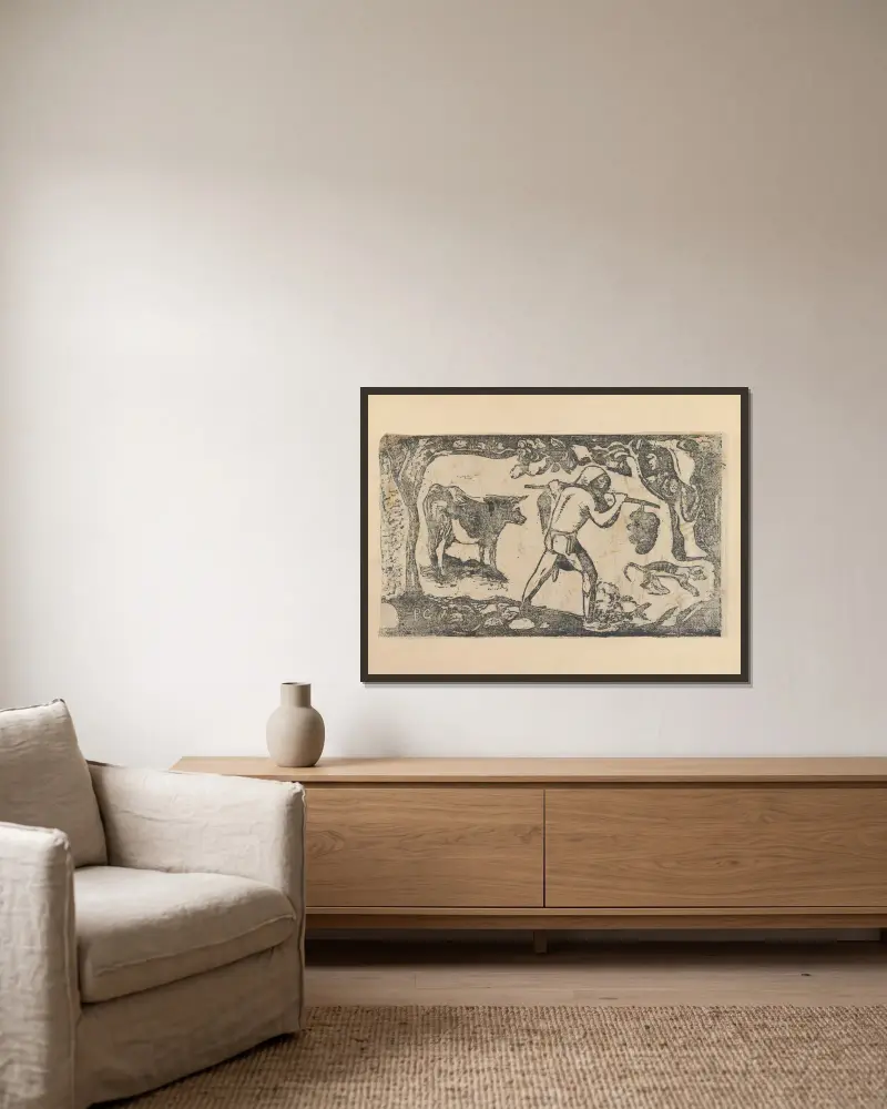 Noanoa Pl.37 von Paul Gauguin gerahmt an einer Wand