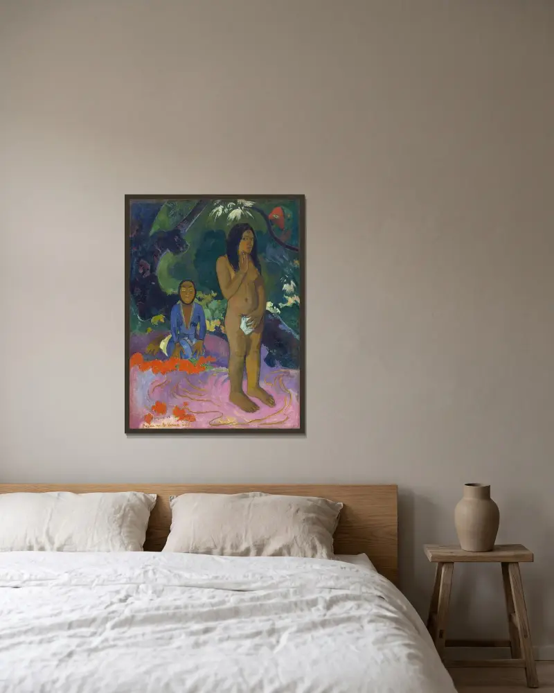 Parau na te Varua ino (Words of the Devil) av Paul Gauguin inramad på en vägg