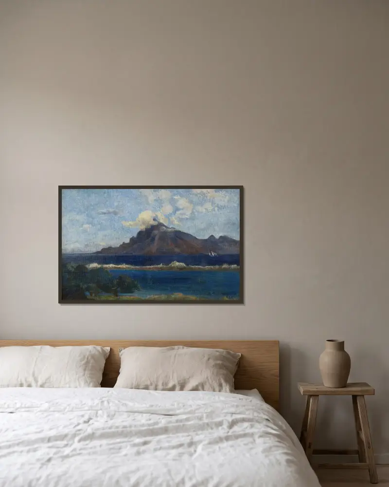 Landschaft bei Te Vaa von Paul Gauguin gerahmt an einer Wand
