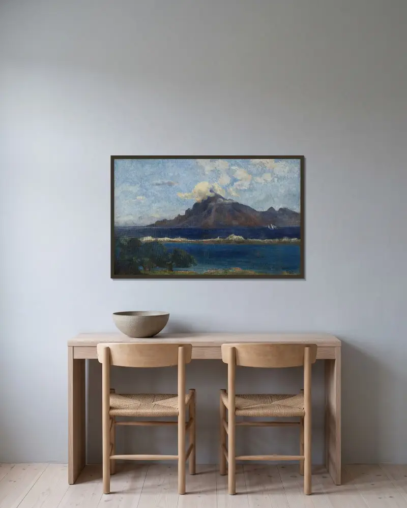 Landschaft bei Te Vaa von Paul Gauguin gerahmt an einer Wand