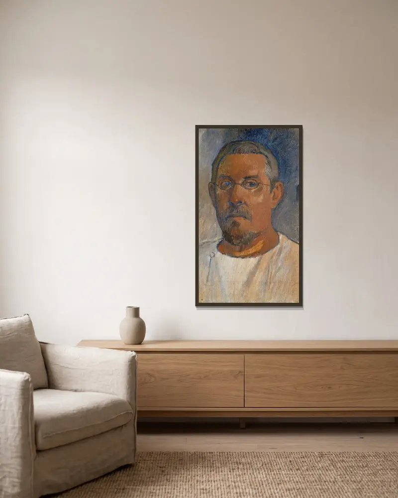 Selbstbildnis, 1903 von Paul Gauguin gerahmt an einer Wand