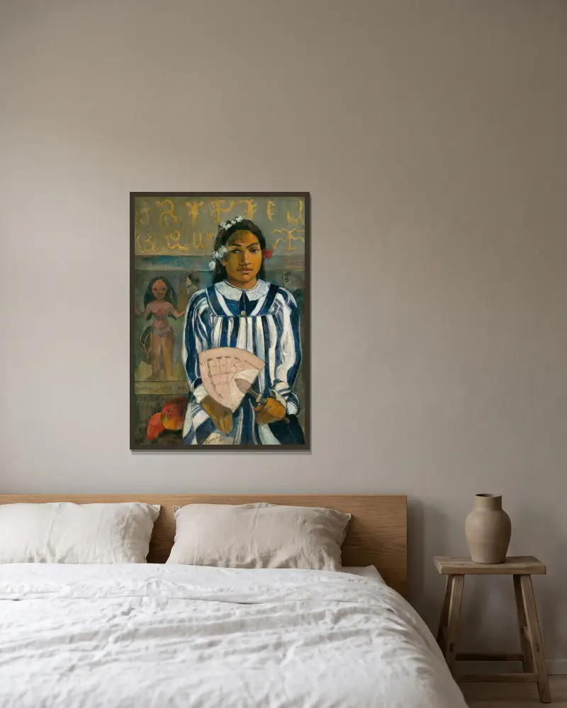 Die Vorfahren von Tehamana oder Tehamana hat viele Eltern (Merahi metua no Tehamana) von Paul Gauguin gerahmt an einer Wand