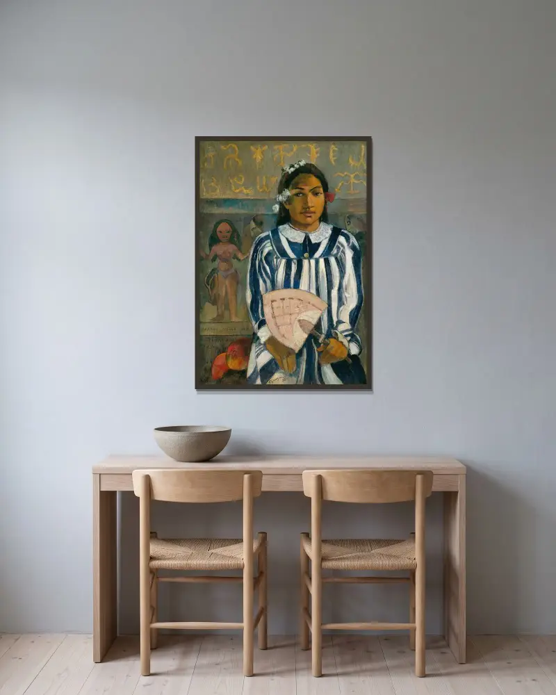 Die Vorfahren von Tehamana oder Tehamana hat viele Eltern (Merahi metua no Tehamana) von Paul Gauguin gerahmt an einer Wand