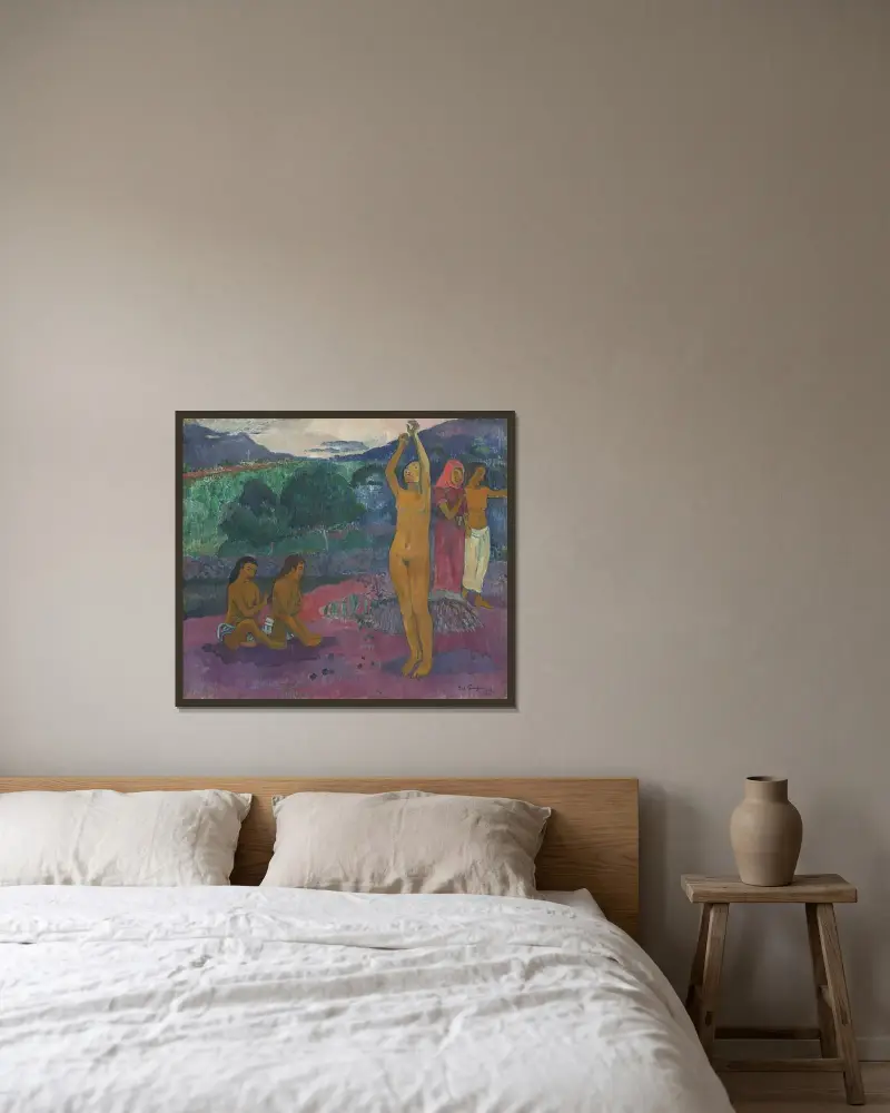 Die Anrufung von Paul Gauguin gerahmt an einer Wand