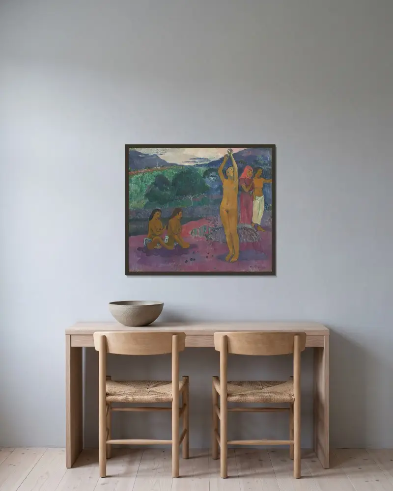 Die Anrufung von Paul Gauguin gerahmt an einer Wand