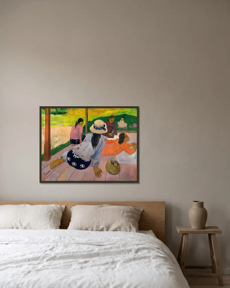 Die Mittagsruhe von Paul Gauguin gerahmt an einer Wand