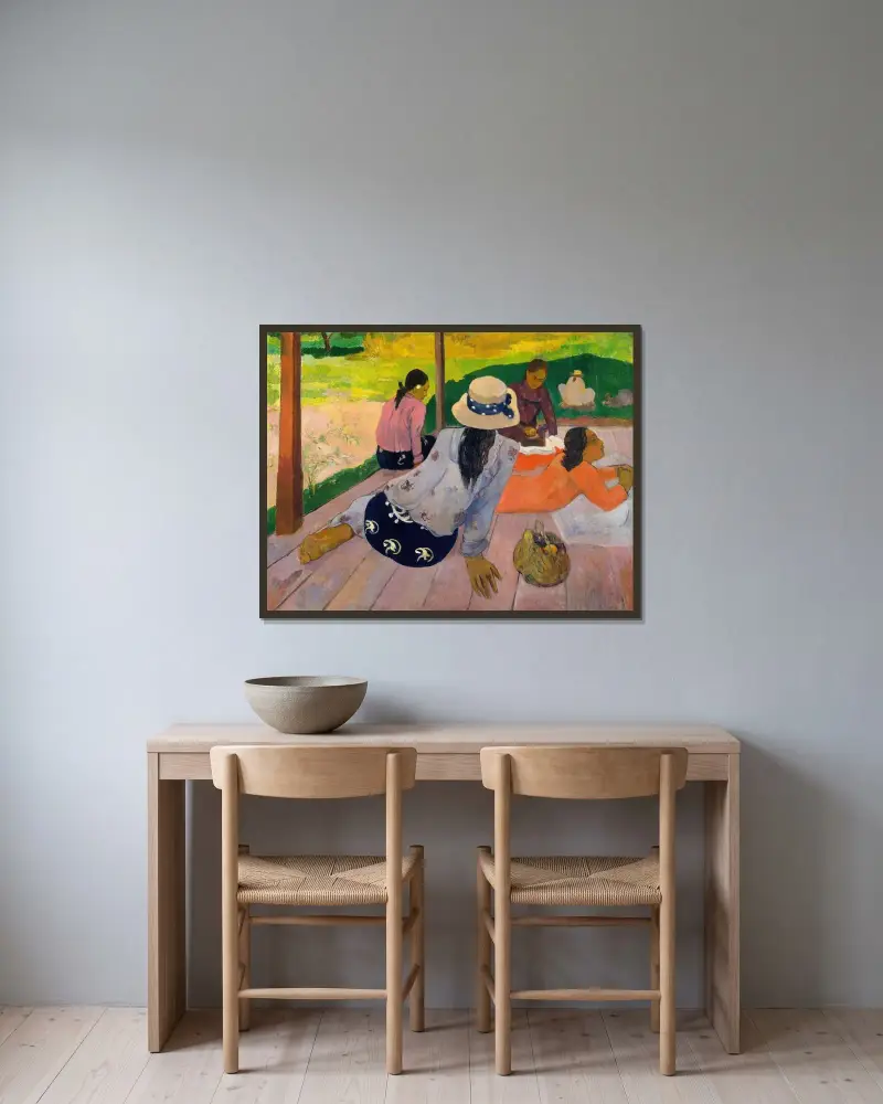 Die Mittagsruhe von Paul Gauguin gerahmt an einer Wand