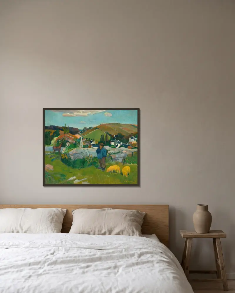 The Swineherd av Paul Gauguin inramad på en vägg