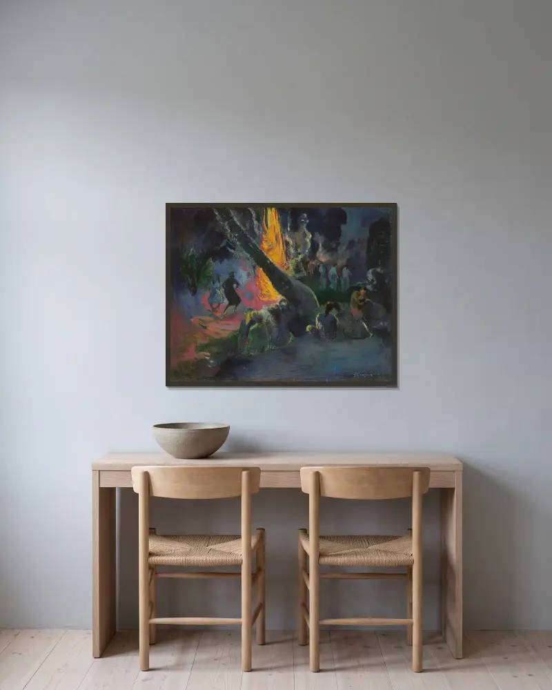 Upa Upa (Oheň tanec), Paul Gauguin v rámu na stěně