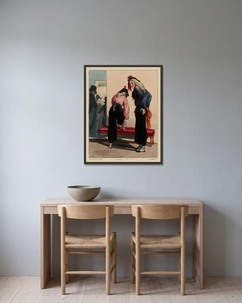 Agathe och du, min gamle Ferdinand, det blir inte långt av Paul Gavarni inramad på en vägg