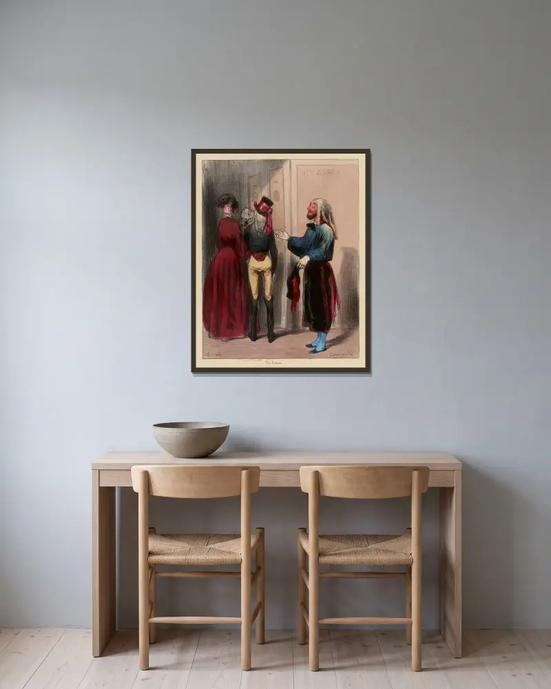 Ah Qu’il est beau av Paul Gavarni inramad på en vägg