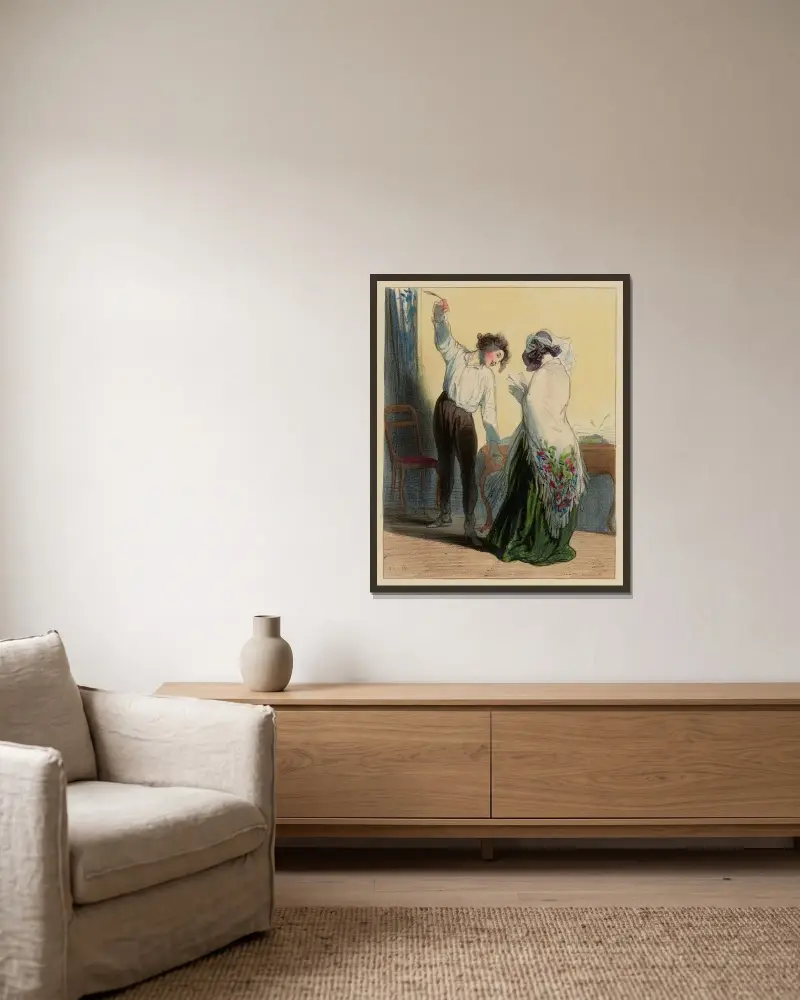 Gewöhnliche Luft von Paul Gavarni gerahmt an einer Wand