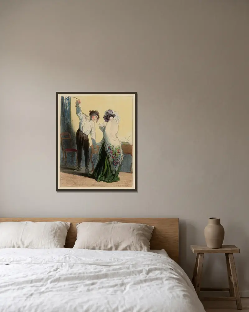 Gewöhnliche Luft von Paul Gavarni gerahmt an einer Wand