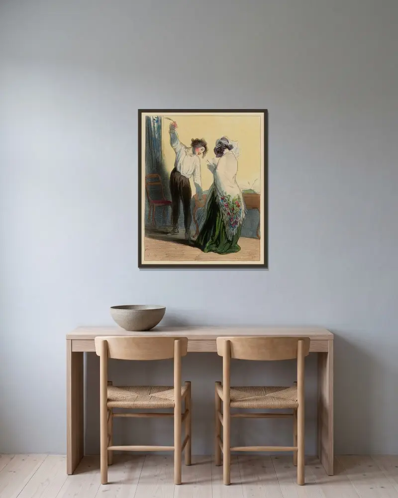 Gewöhnliche Luft von Paul Gavarni gerahmt an einer Wand