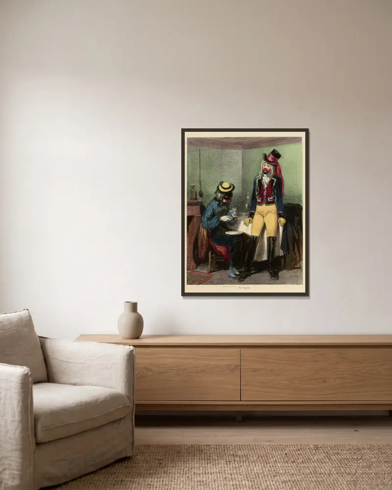 Amanda. L'Ecuyer von Paul Gavarni gerahmt an einer Wand