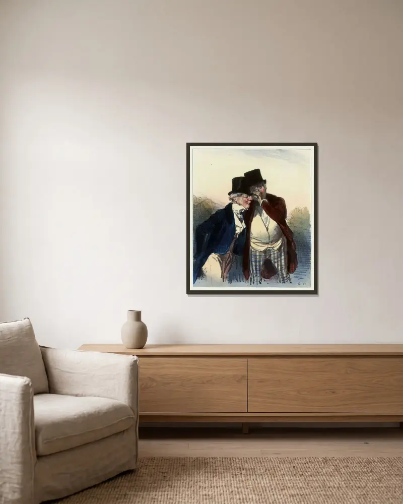 Nach dem Kaffee von Paul Gavarni gerahmt an einer Wand