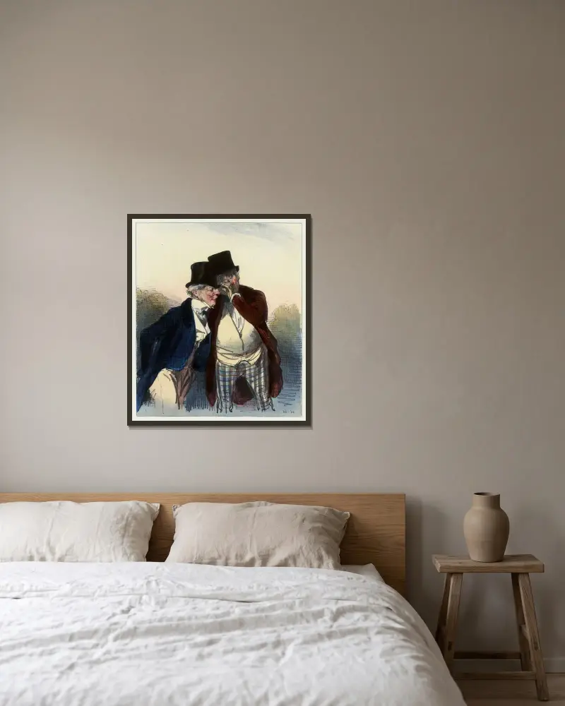 Nach dem Kaffee von Paul Gavarni gerahmt an einer Wand