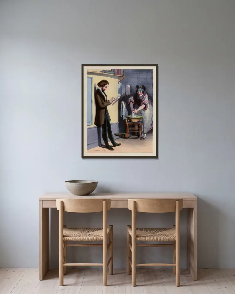 Artikel 212 des Code civil von Paul Gavarni gerahmt an einer Wand