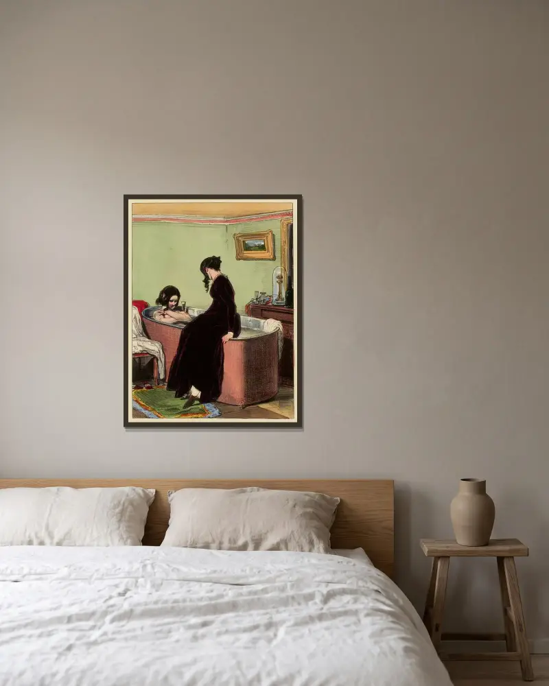 Was unsere Gefühle doch sind von Paul Gavarni gerahmt an einer Wand