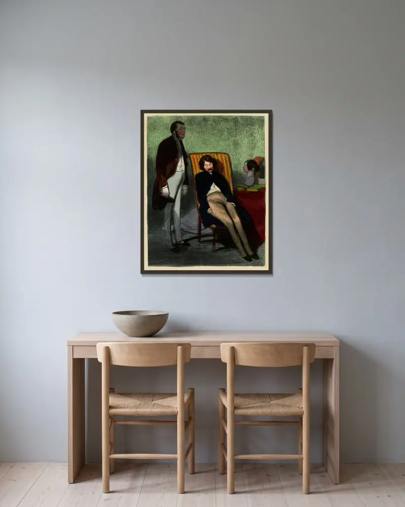 Vad de roade sig med sin fåniga roman av Paul Gavarni inramad på en vägg