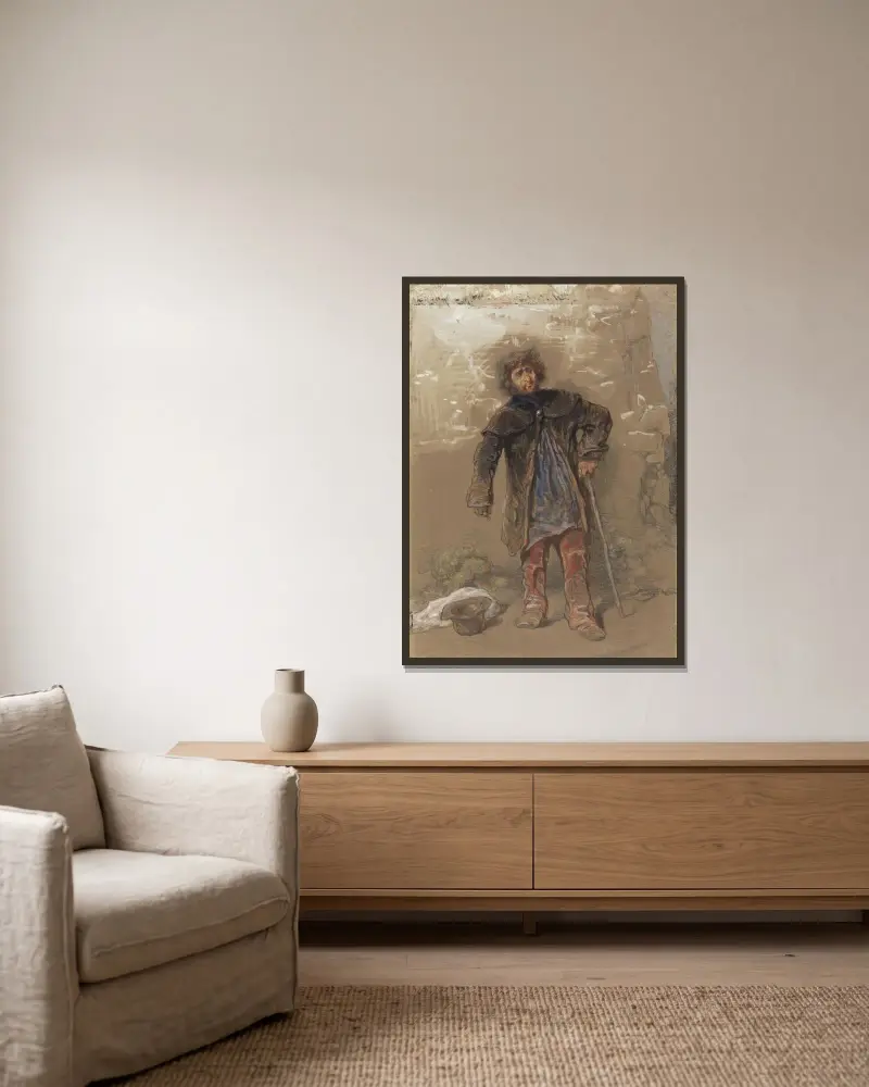 Englischer Bettler von Paul Gavarni gerahmt an einer Wand