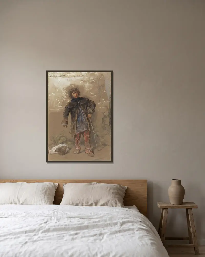 Englischer Bettler von Paul Gavarni gerahmt an einer Wand