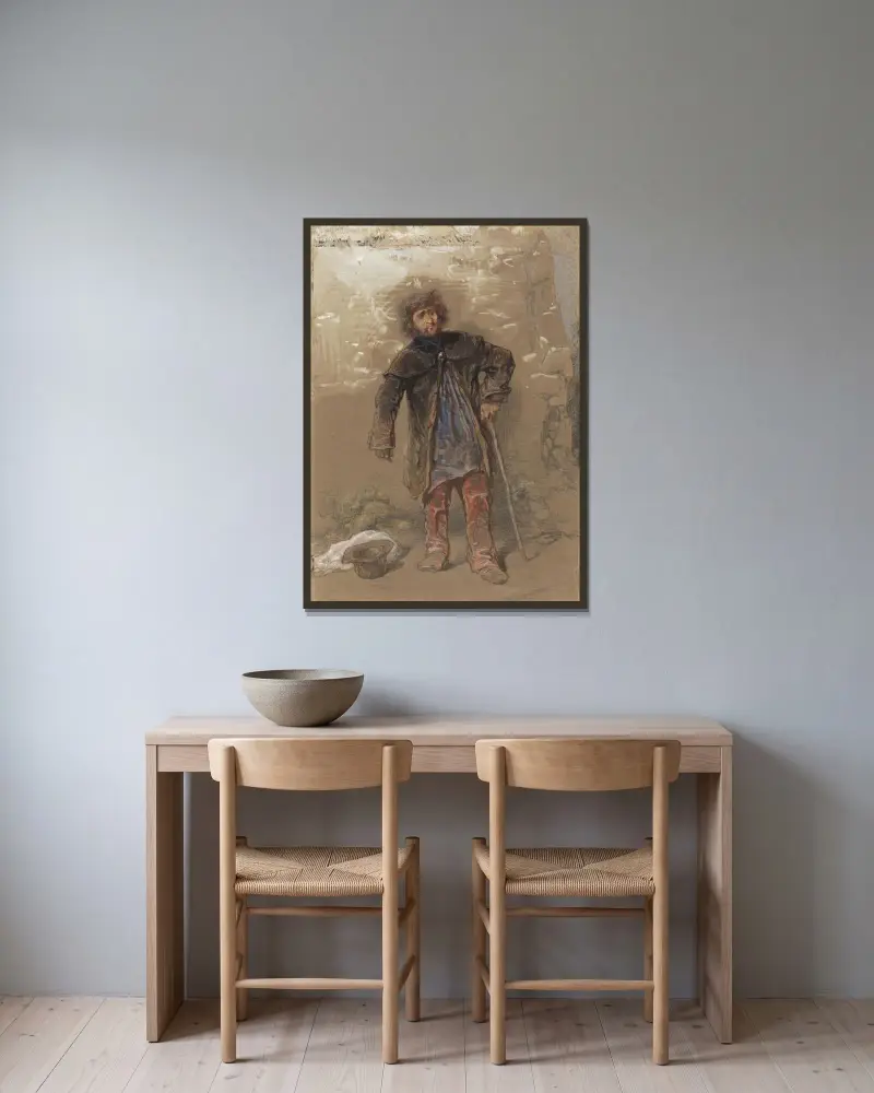 Englischer Bettler von Paul Gavarni gerahmt an einer Wand