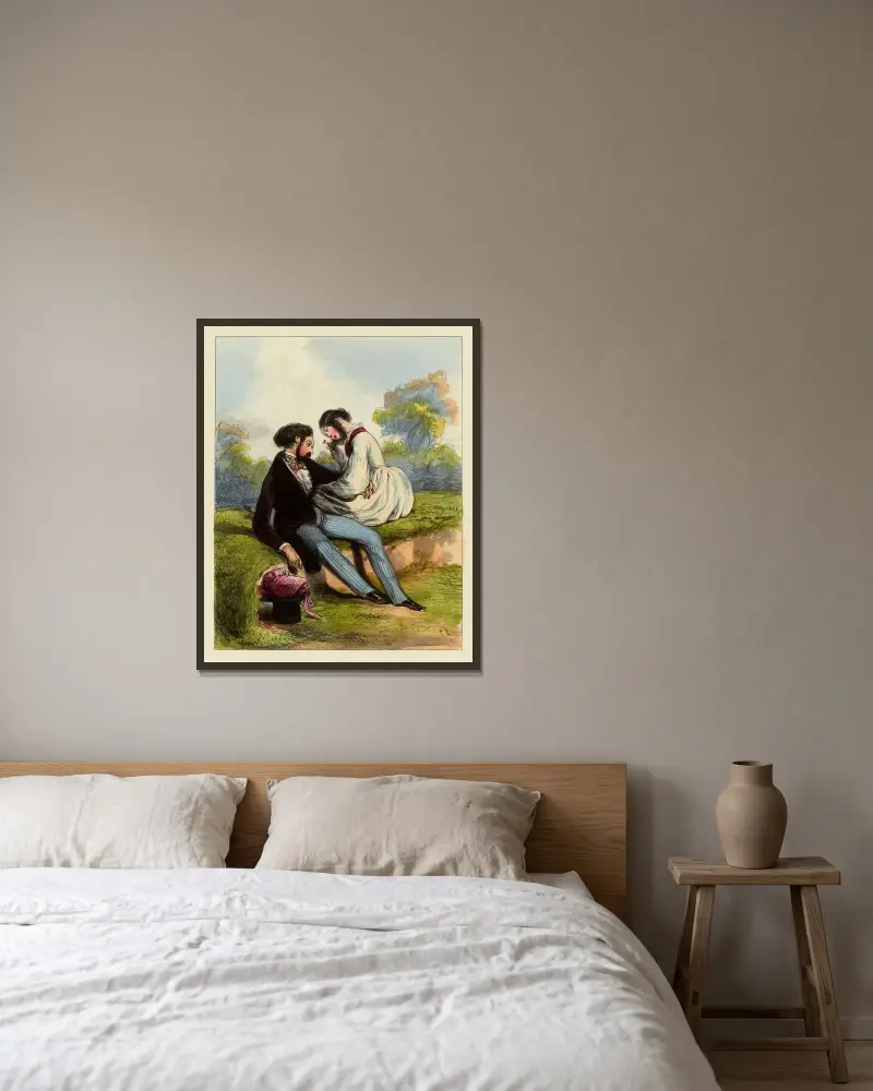 Versuch doch einmal, mich nicht zu allen Urteilen zu führen, wenn du erst königlicher Staatsanwalt bist, dann wirst du sehen, 1839 von Paul Gavarni gerahmt an einer Wand
