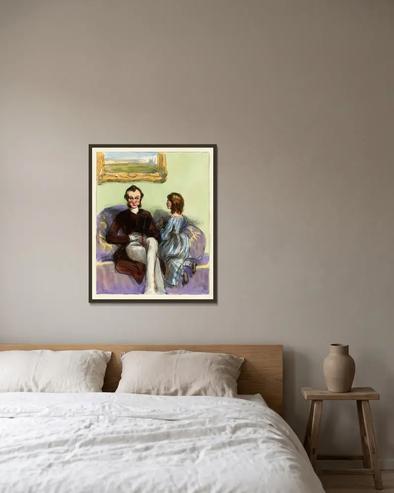 Ist es wahr, Herr Marquis, dass Sie immer nach Burgund schauen müssen, wenn die Champagne brennt von Paul Gavarni gerahmt an einer Wand