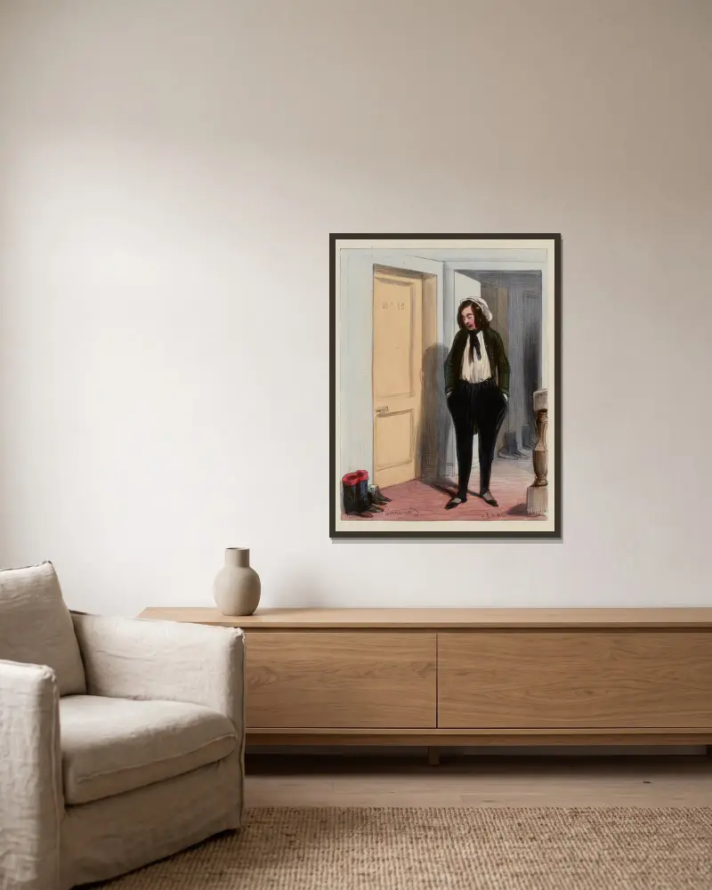 Entschuldigung von Paul Gavarni gerahmt an einer Wand