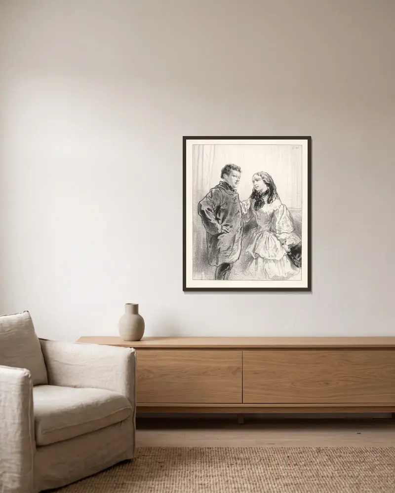 Aus der Natur; Du wirst mit Dachu Dame spielen! Und. von Paul Gavarni gerahmt an einer Wand