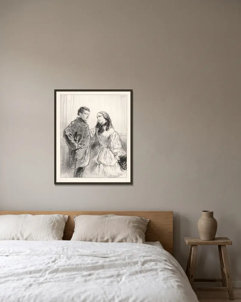 Aus der Natur; Du wirst mit Dachu Dame spielen! Und. von Paul Gavarni gerahmt an einer Wand