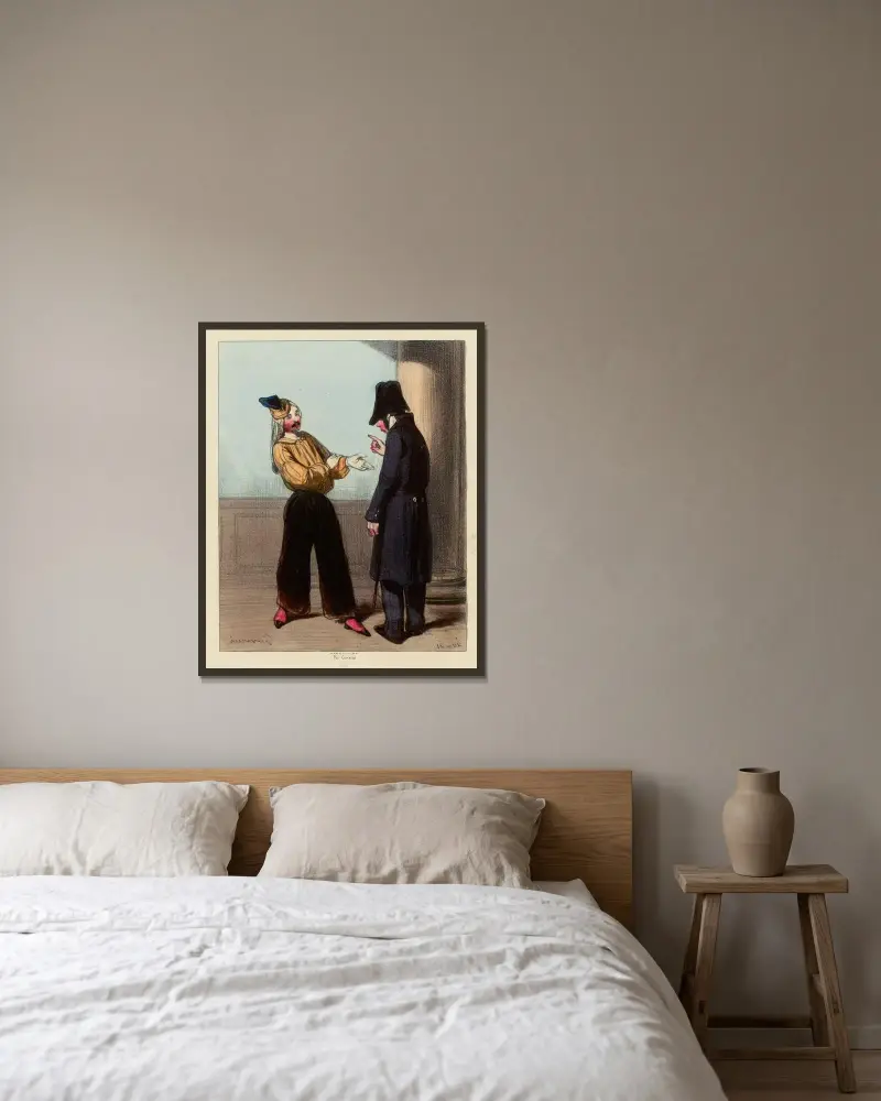 Je vous dis que vous avez dansé d’une façon. que. enfin, il ne fallait pas. ainsi que votre femme la même chose av Paul Gavarni inramad på en vägg