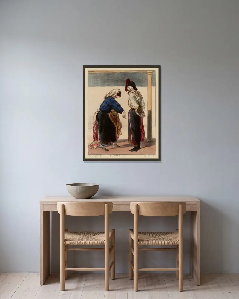 J’i ai dit j’i ai dit, Madame, si vous vous permettez de fich’les pattes ici quand j’y serai av Paul Gavarni inramad på en vägg