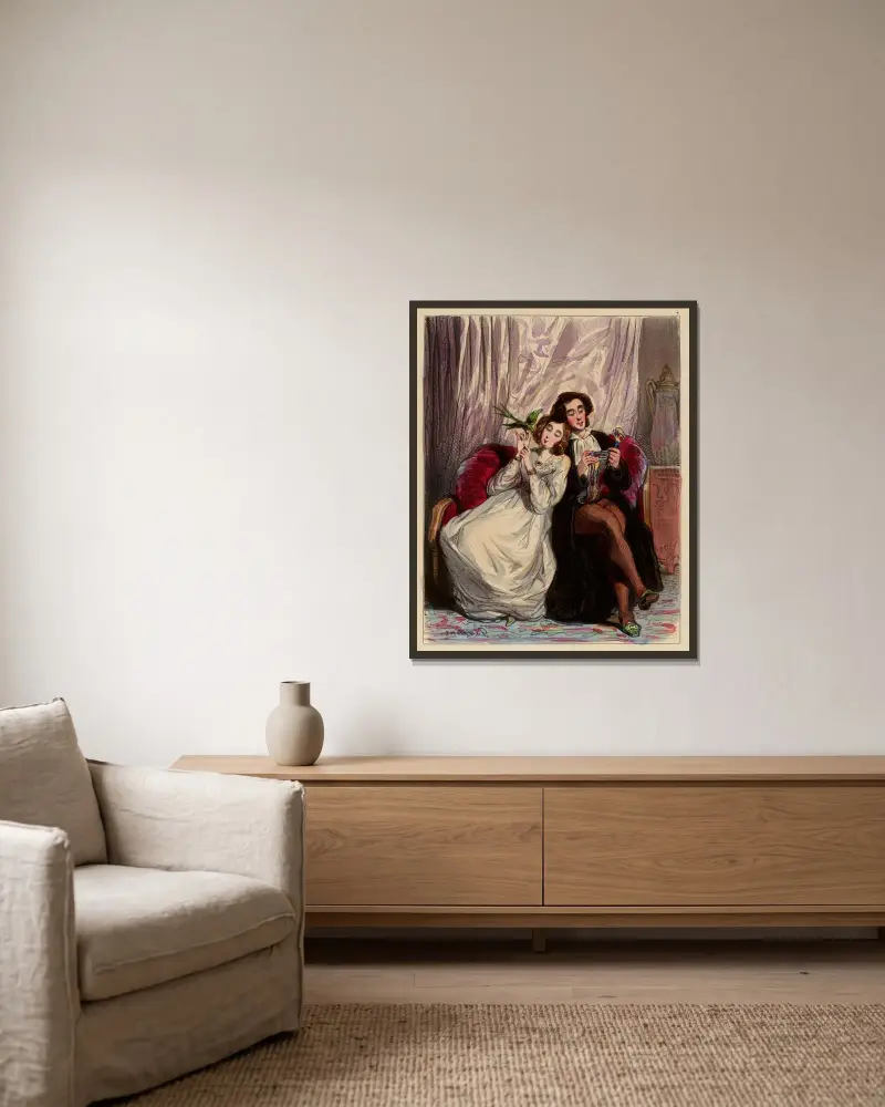 Die Flitterwochen von Paul Gavarni gerahmt an einer Wand
