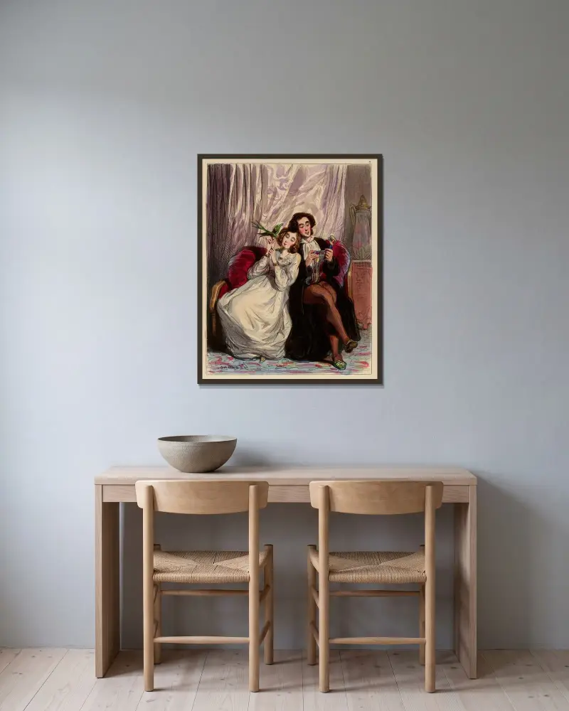 Die Flitterwochen von Paul Gavarni gerahmt an einer Wand