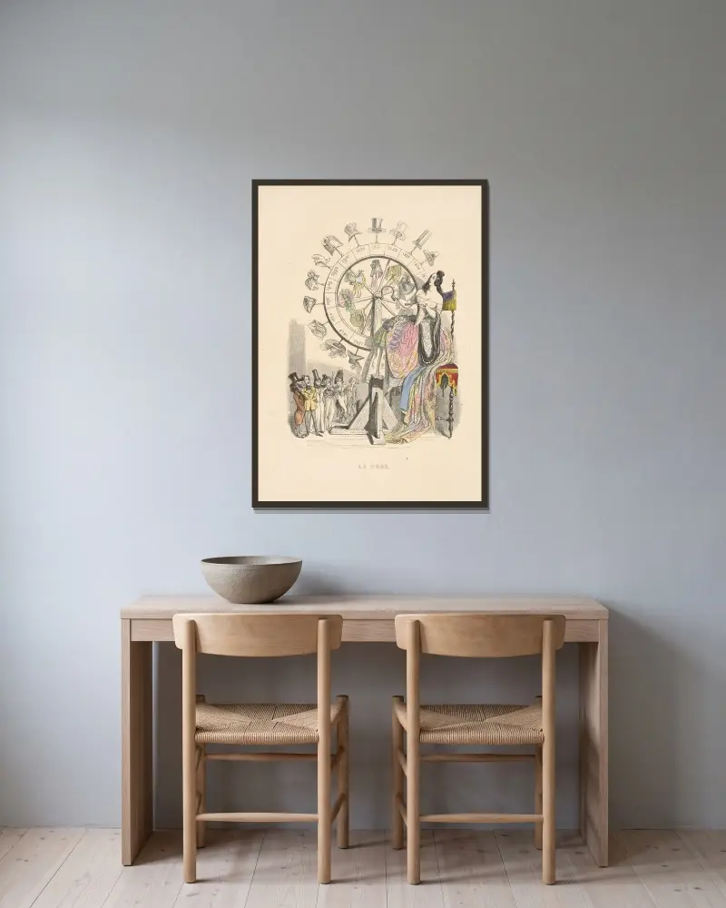 La mode (Mode) von Paul Gavarni gerahmt an einer Wand